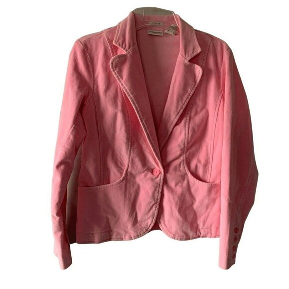 st johns bay jacket womens pink velour blazer size medium petite mp - Picture 1 of 8